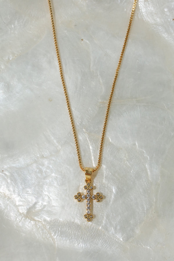 Sterling Silver Cross Chain Necklace LA 925 Copper Color Cross Christian  18